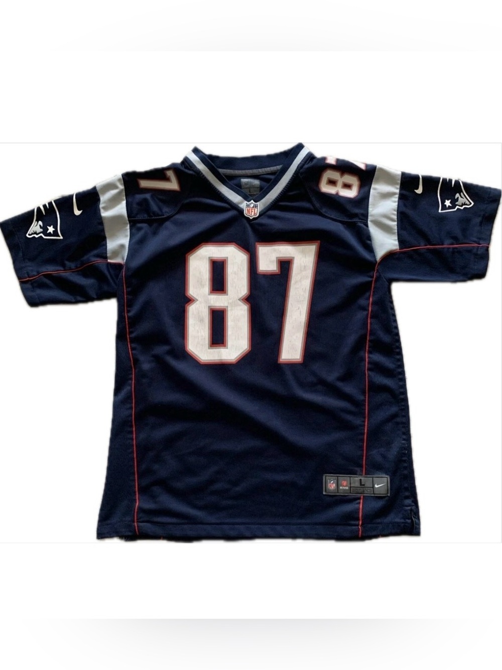 NFL New England Patriots Navy Blue White Red #87 Youth Jersey.